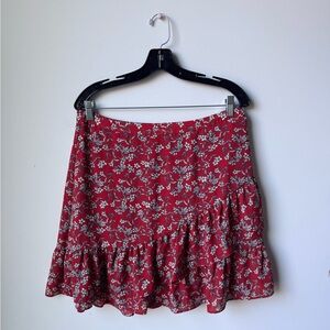 Banana Republic Red Floral Mini Skirt